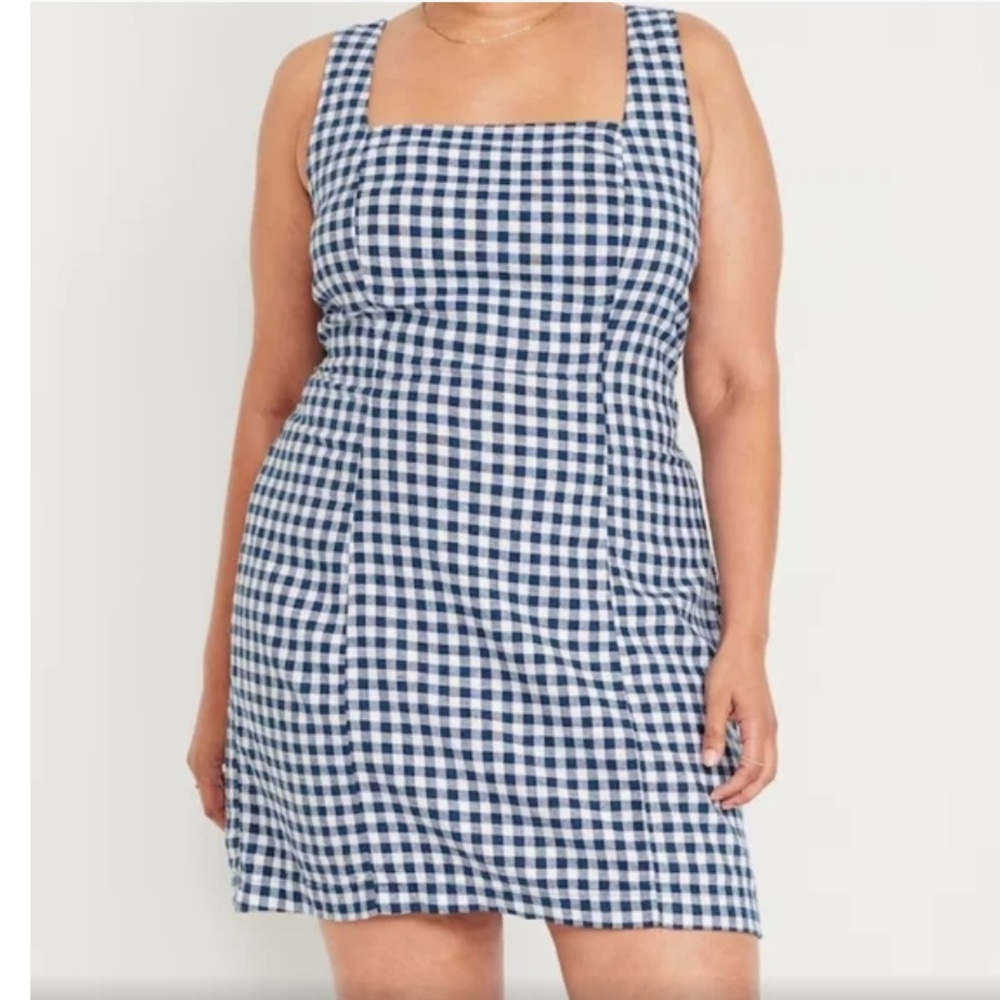 Old Navy Linen Mini dress in blue gingham